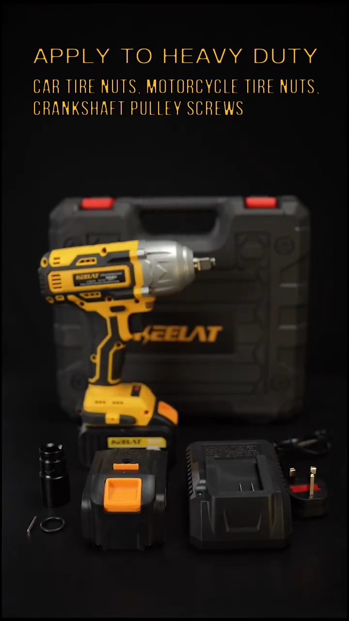 KEELAT KID006 600N.M Electric Impact Wrench Cordless High Torque 1/2"1/4" Screwdriver Drill  Heavy Duty Professional Cordless Impact Driver Socket Power Tool Rechargeable 20V Battery