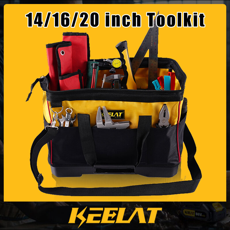 KEELAT 14/16/20 Inch Oxford Cloth Multi-function Power Tool Bag Storage Tool Bag Waterproof Large Capacity with Adjustable Shoulder Strap