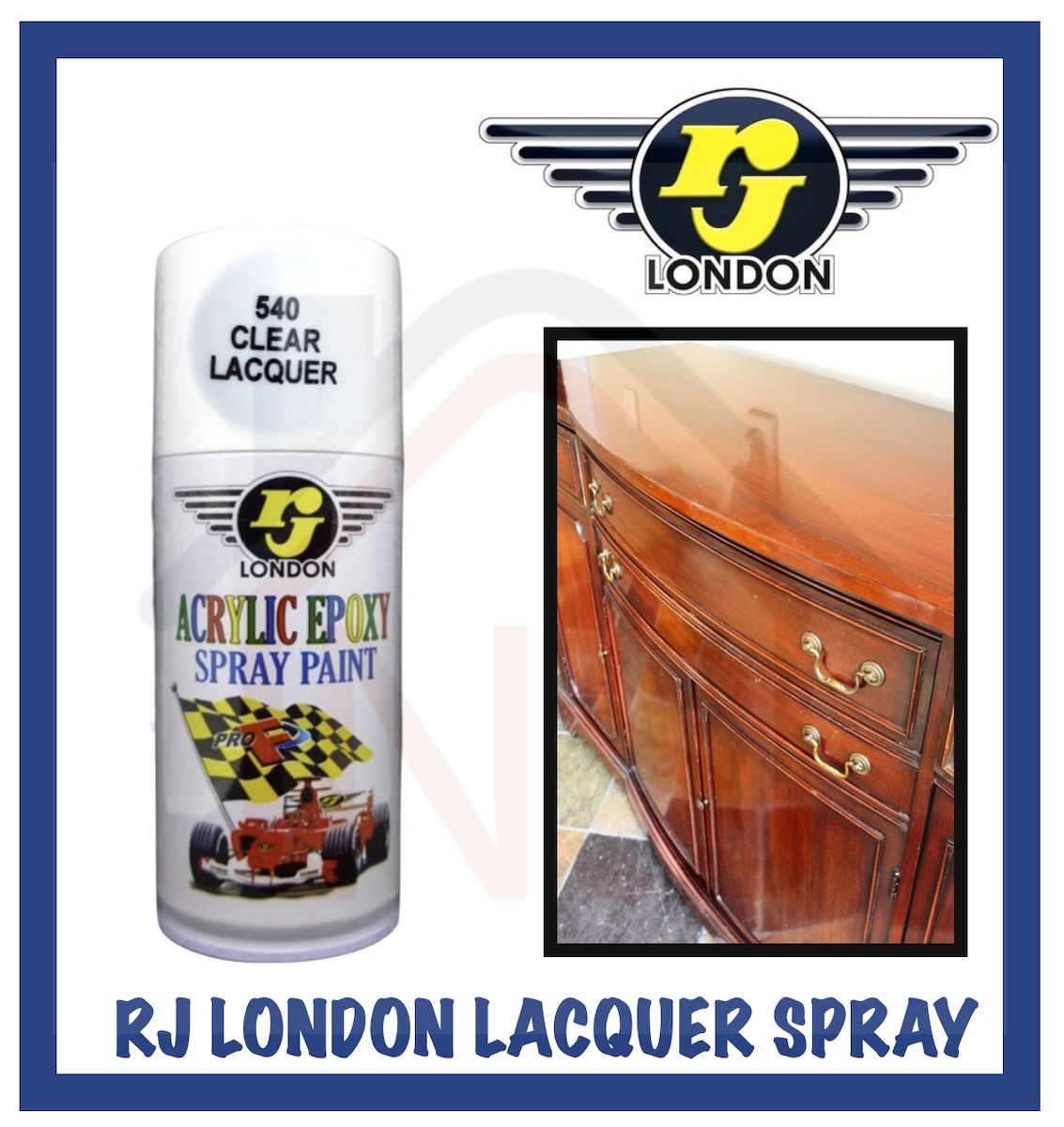 RJ LONDON Acrylic Epoxy Clear / Dull Lacquer Spray Paint 400cc Fast Drying
