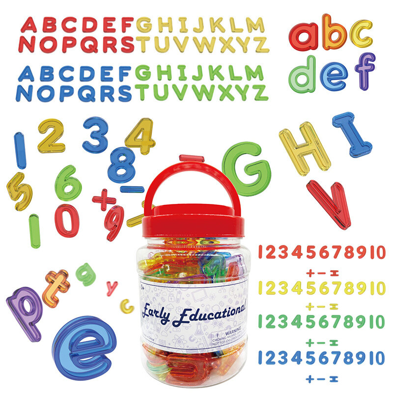 Kids Transparent Letters and Numbers Colorful Plastic English Spelling Words Sensory Play Practice Counting and Spelling Learning Educational Toy